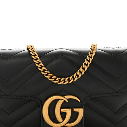 Gucci Calfskin Matelasse Super Mini GG Marmont Shoulder Bag Black 8 of 12