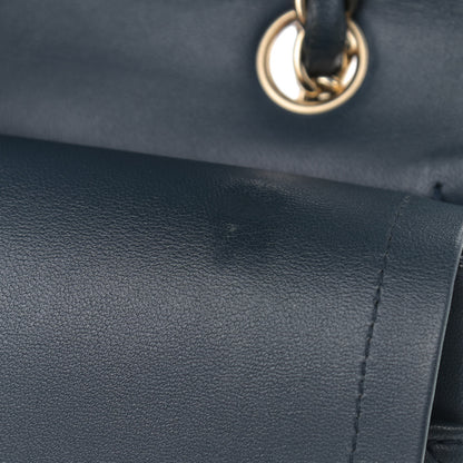 Chanel Lambskin Quilted Medium Double Flap Dark Blue 9 of 16