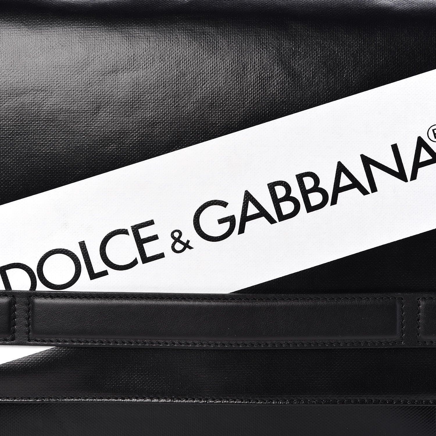 Dolce & Gabbana Calfskin Coated Canvas Logo Panel Messenger Black 7 of 14
