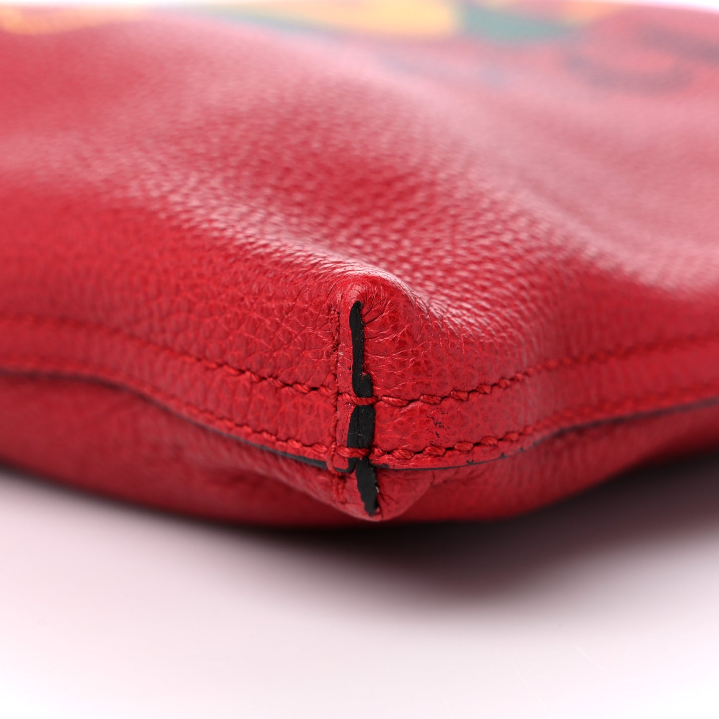 Pebbled Calfskin Medium Logo Portfolio Clutch Hibiscus Red