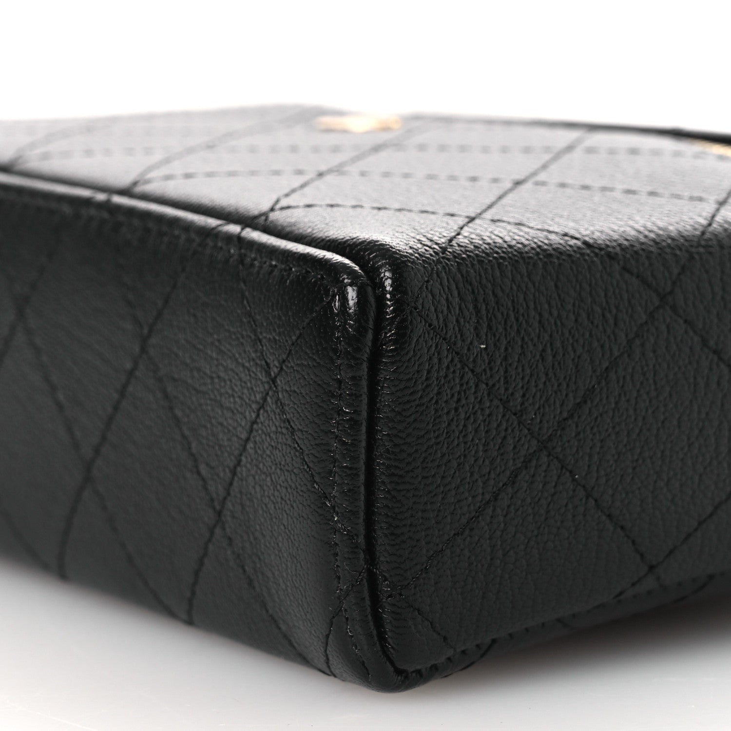 Chanel Goatskin Stitched Top Handle Slim Vanity With Chain Black 9 of 11