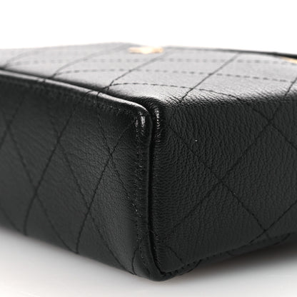 Chanel Goatskin Stitched Top Handle Slim Vanity With Chain Black 9 of 11