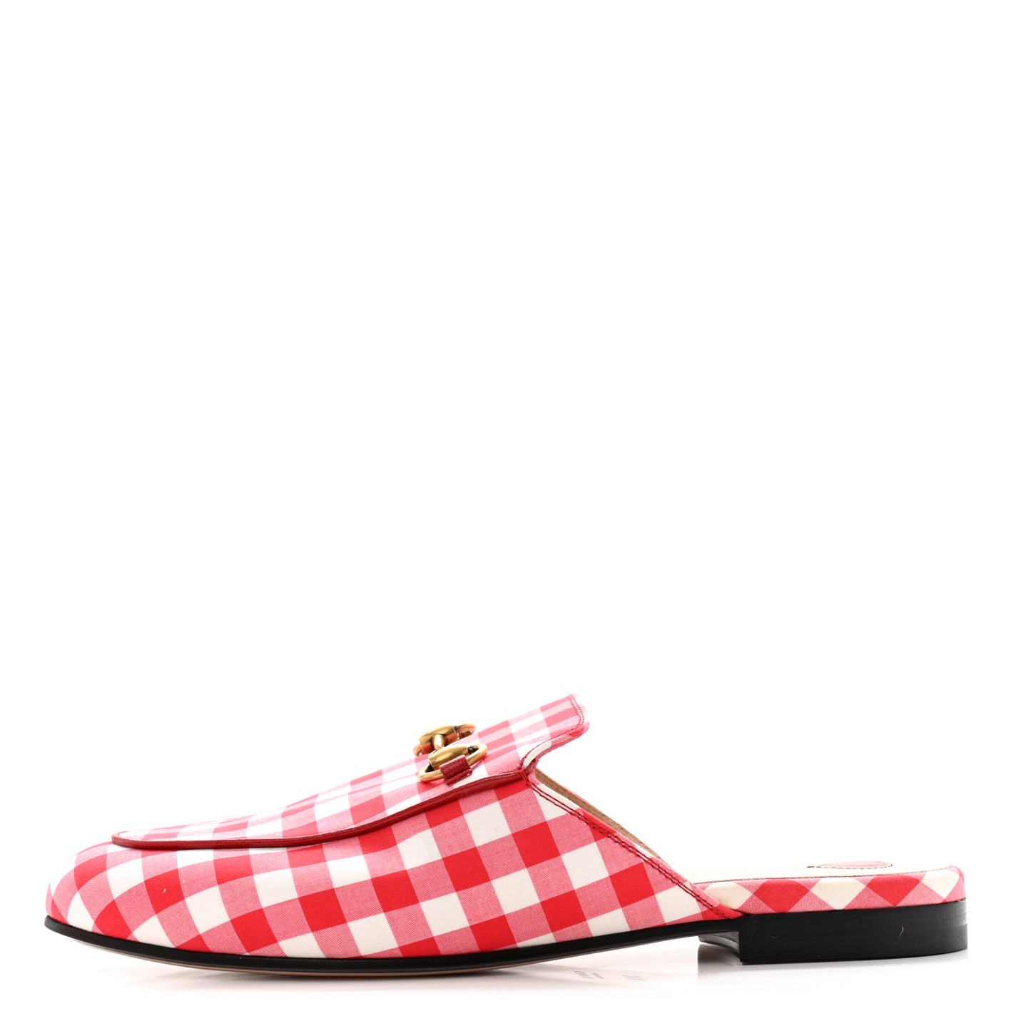 Cotton Gingham Womens Princetown Slippers 36.5 White Red