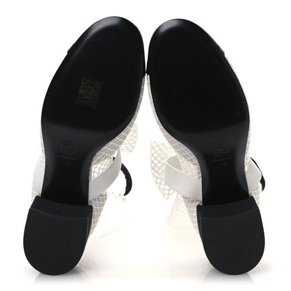 Chanel Mesh Kid Suede Patent Mary Jane Short Boots 39 White Black 7 of 13