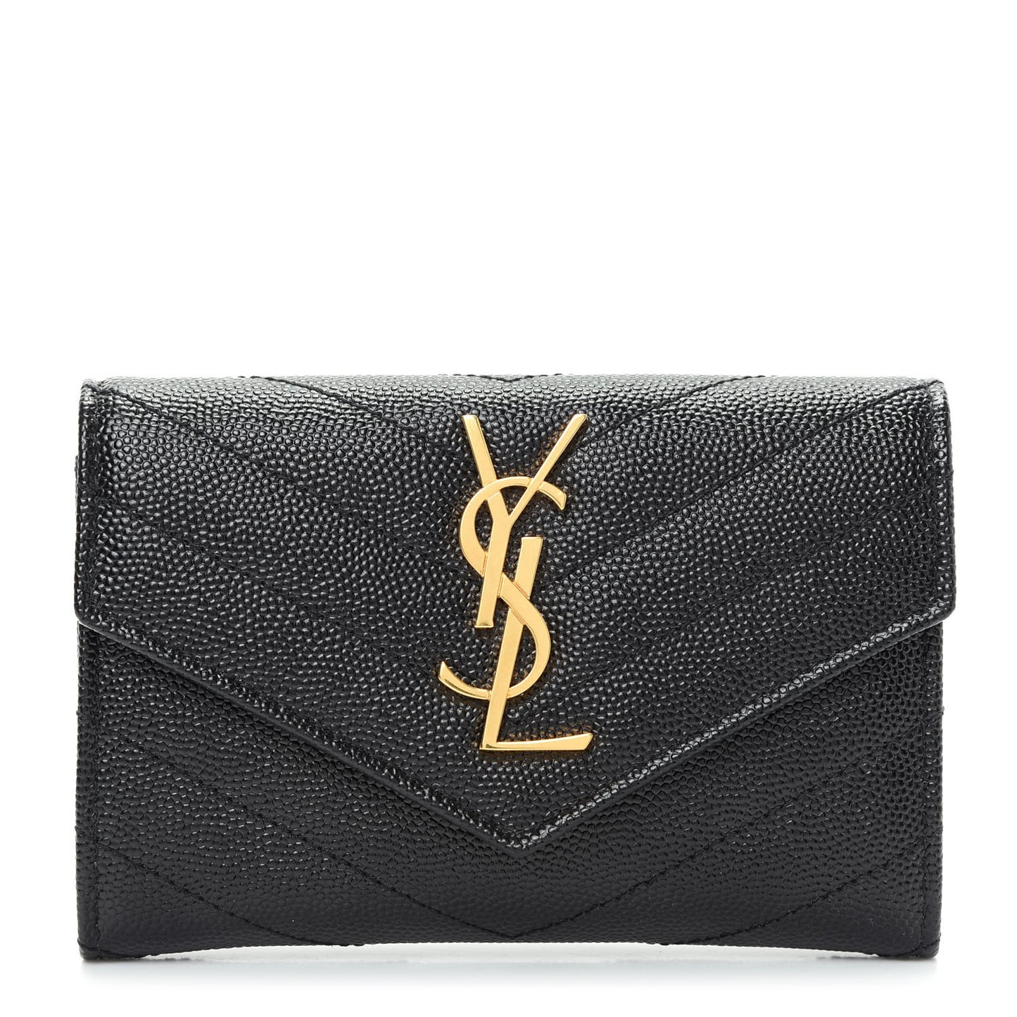 Grain De Poudre Matelasse Chevron Small Monogram Envelope Wallet Black