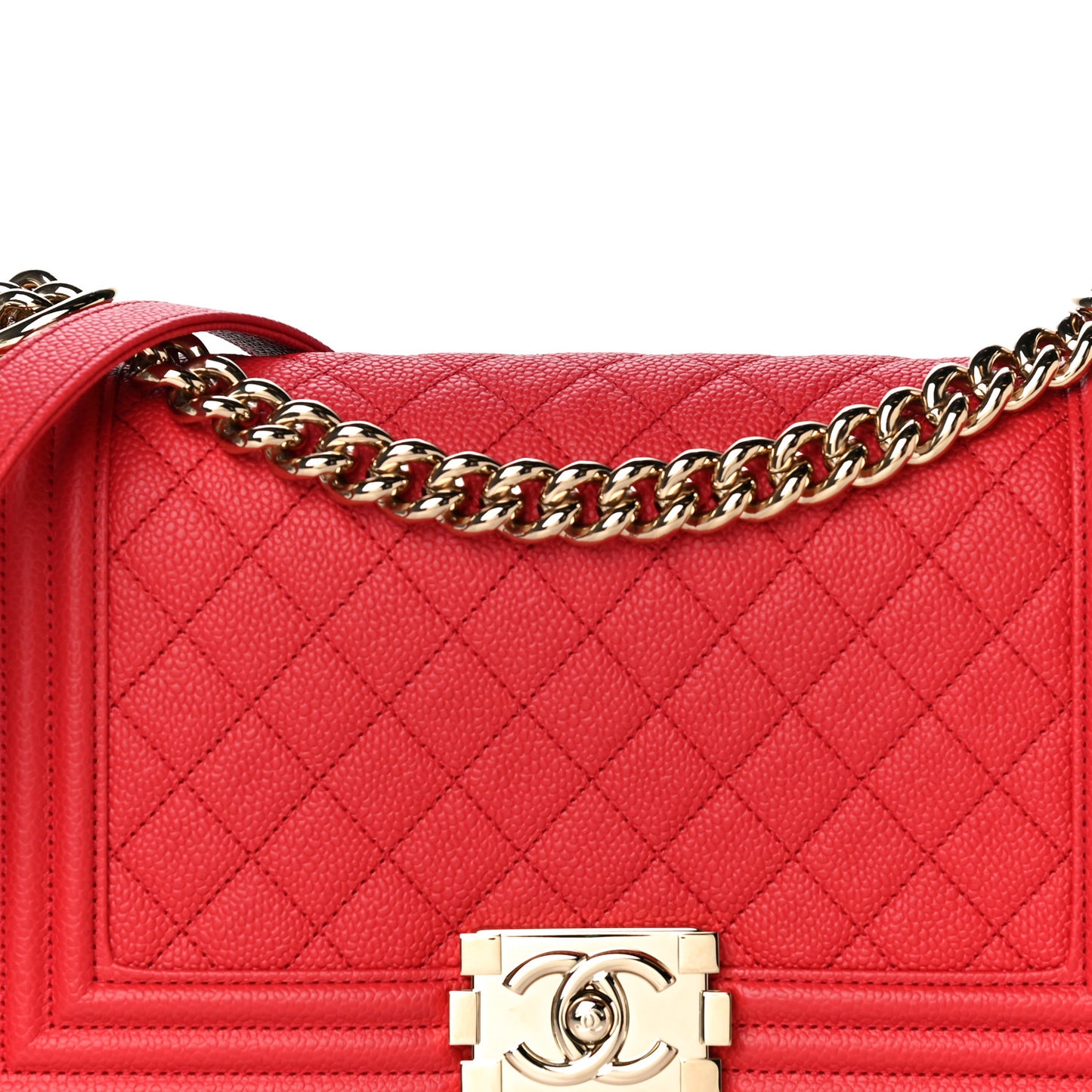 Caviar Quilted Medium Boy Flap Red