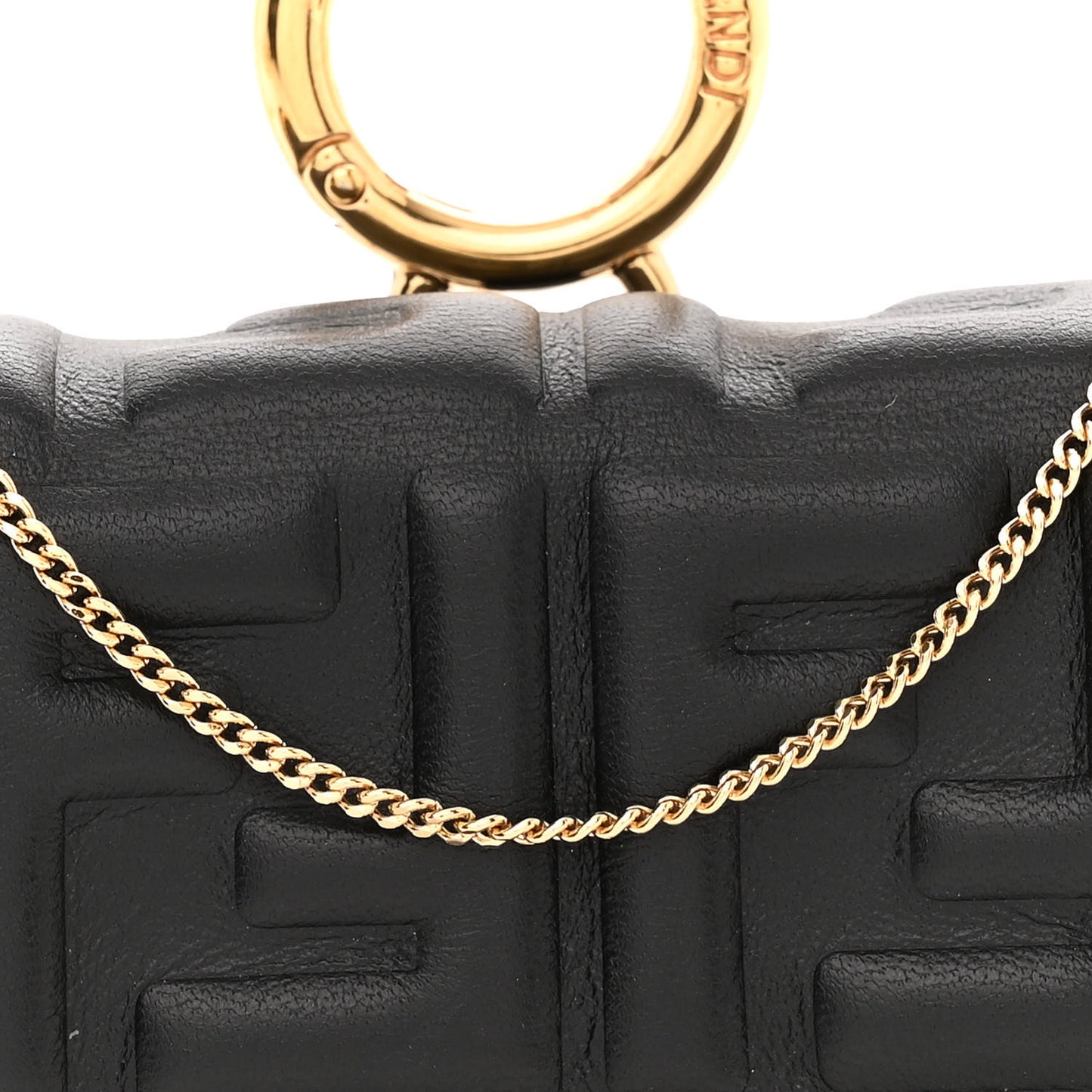 Nappa Matisse FF Embossed Nano Baguette Charm Black