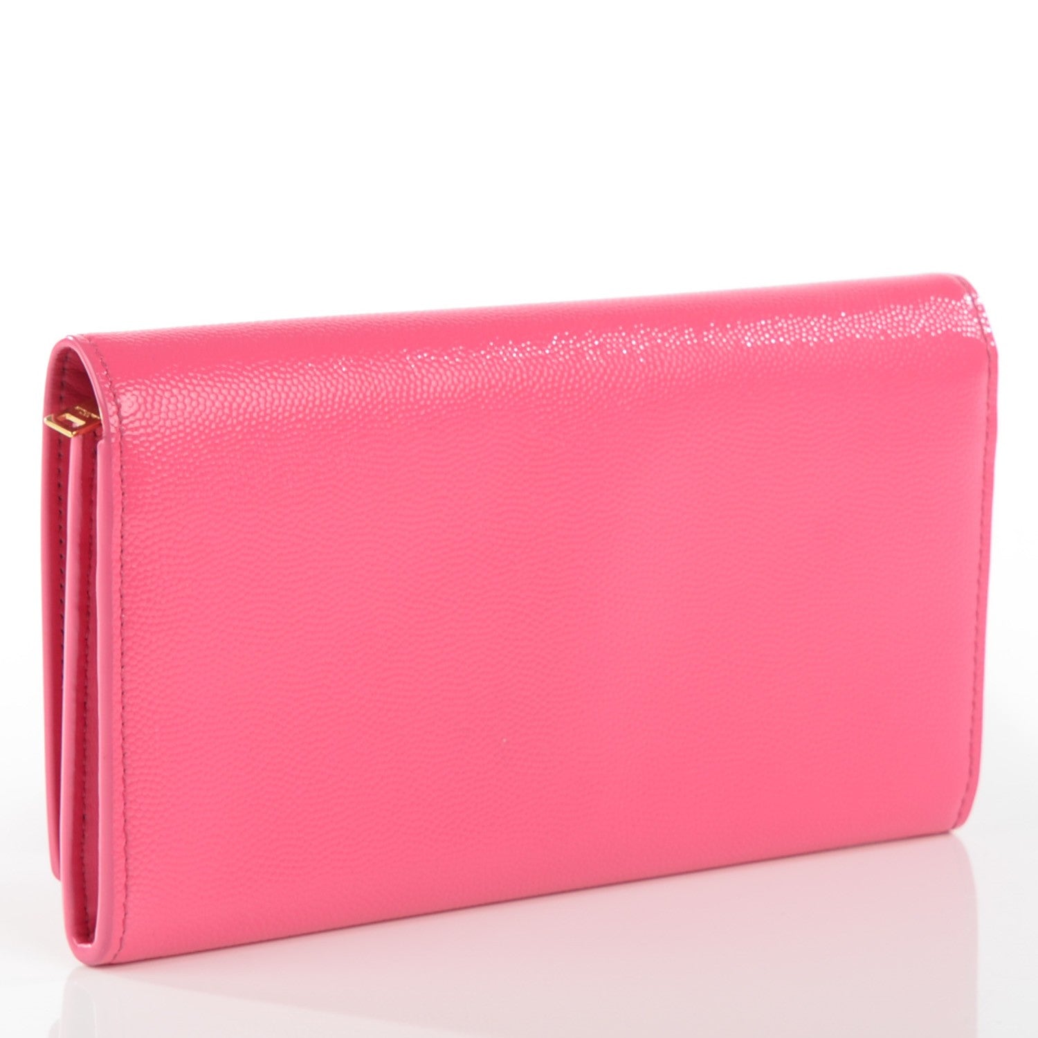 Saint Laurent Patent Grain de Poudre Classic Large Letters Flap Wallet Bubblegum 3 of 8