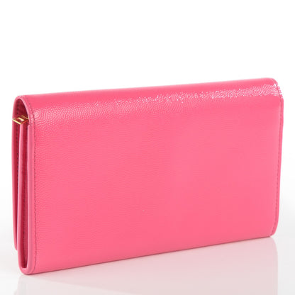 Saint Laurent Patent Grain de Poudre Classic Large Letters Flap Wallet Bubblegum 3 of 8
