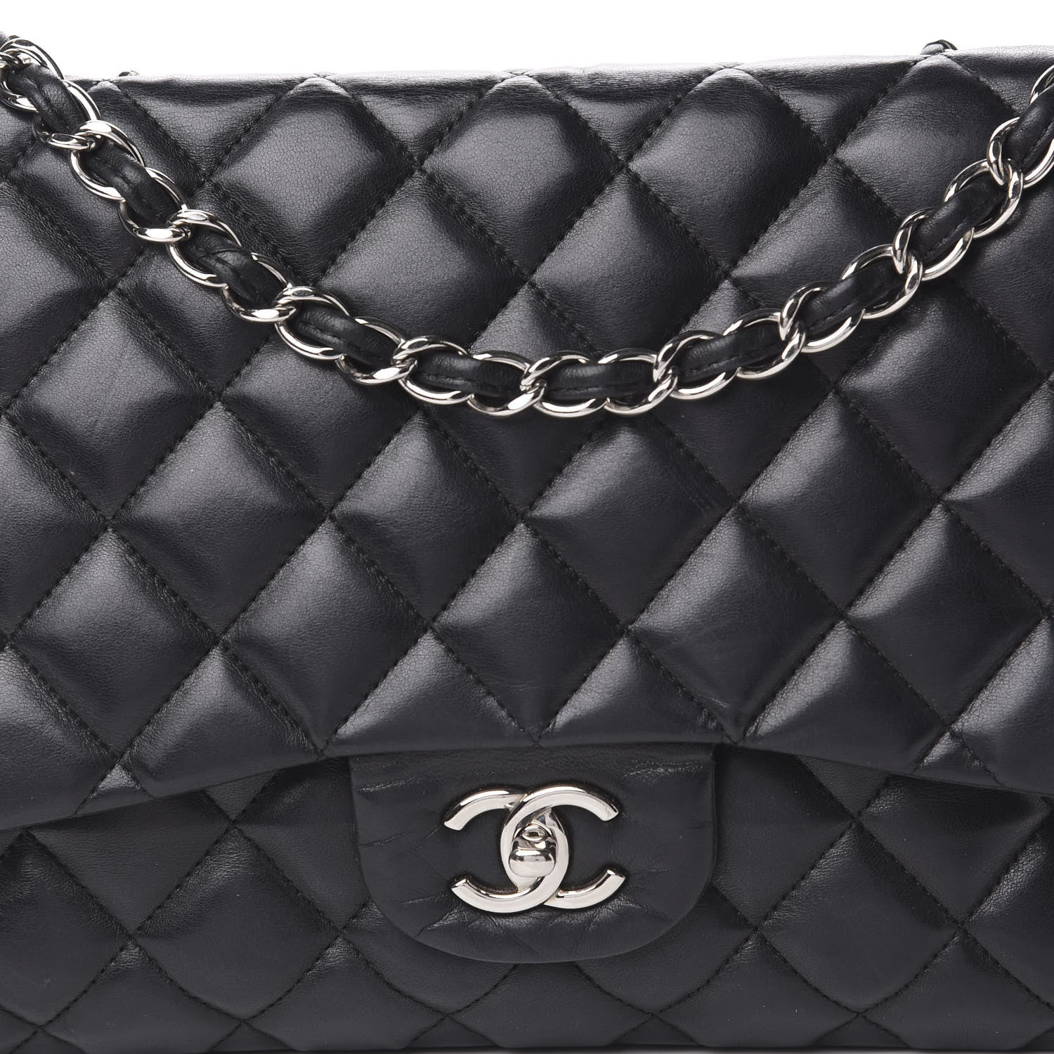 Chanel Lambskin Quilted Jumbo Single Flap Black 11 of 14