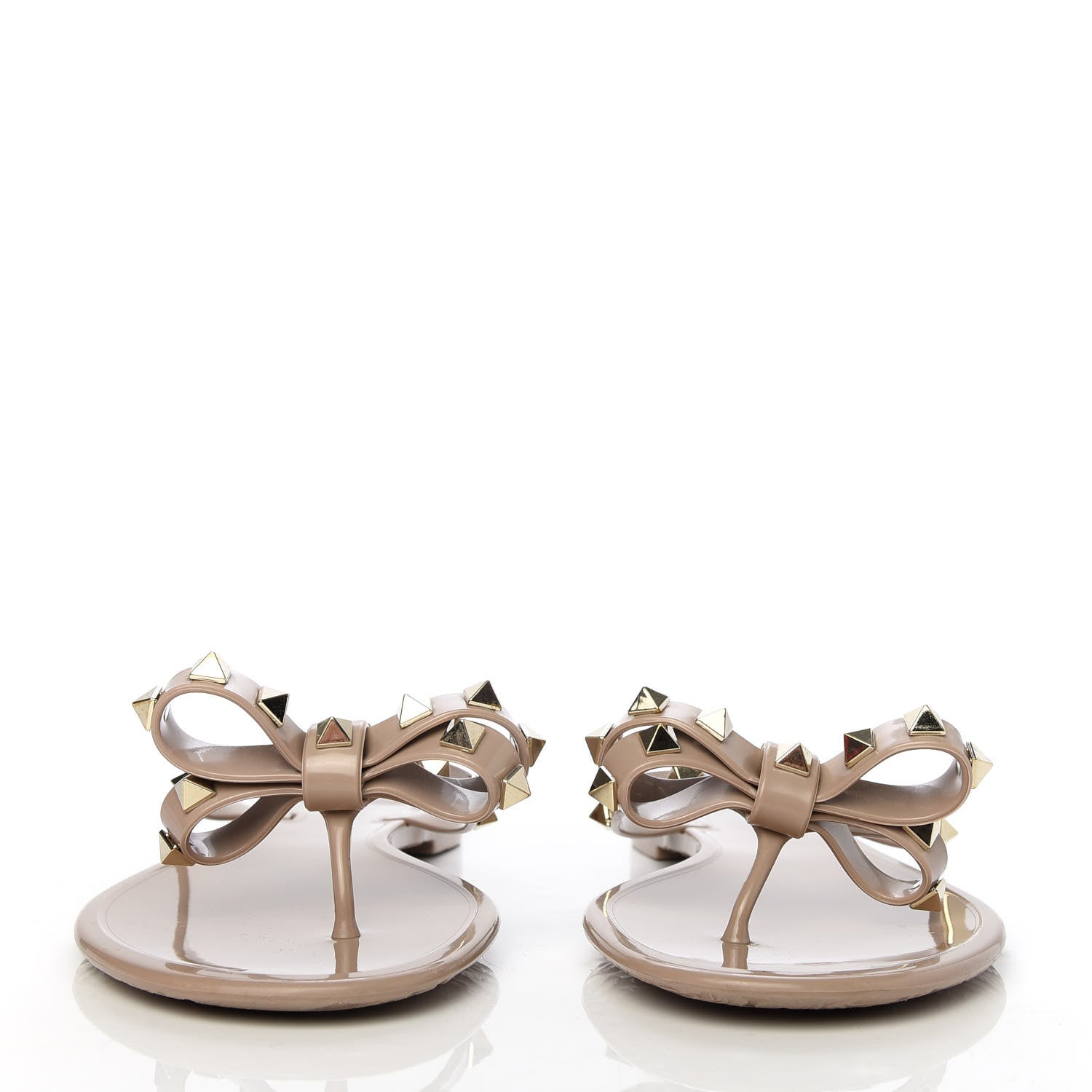 Valentino Garavani PVC Jelly Rockstud Bow Thong Sandals 40 Poudre 2 of 9