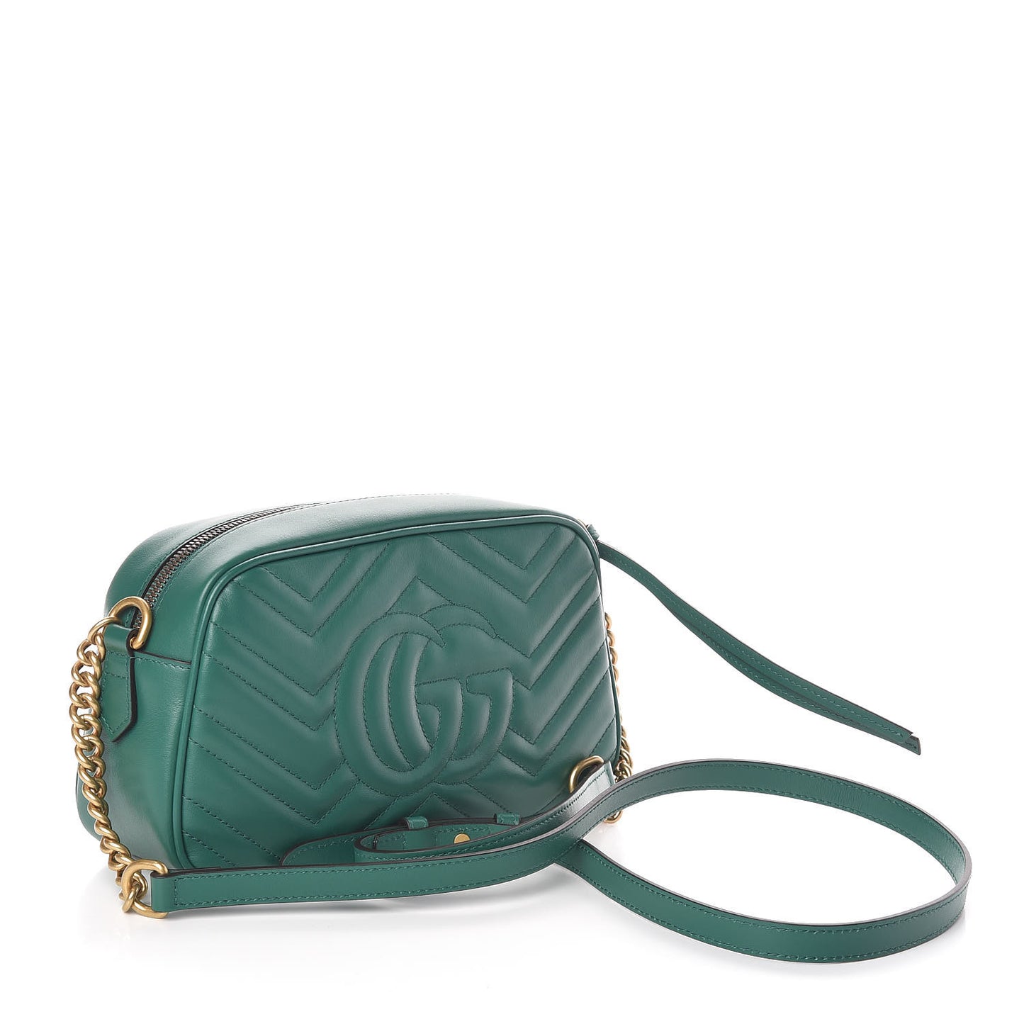 Calfskin Matelasse Small GG Marmont Chain Shoulder Bag Emerald Green