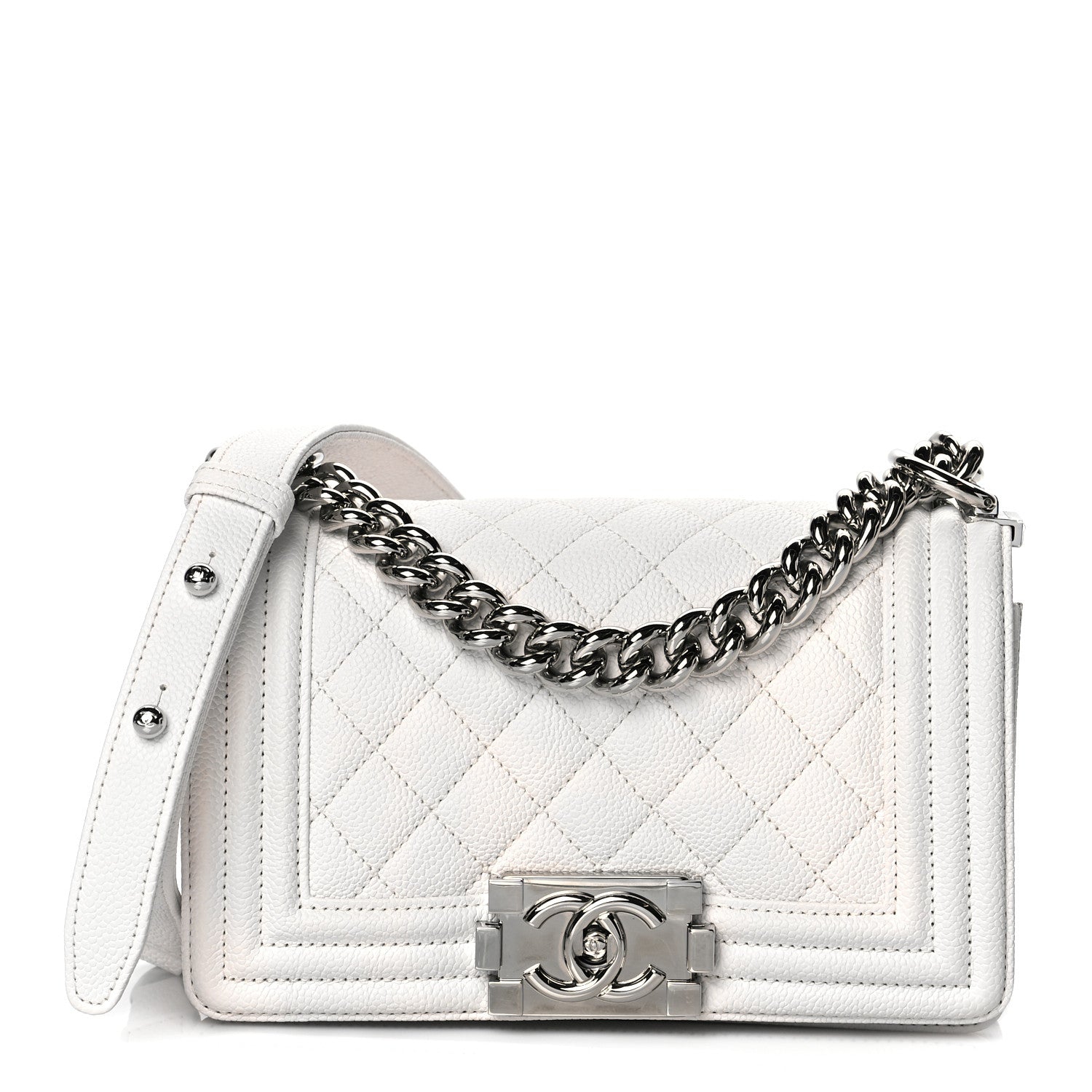 Chanel Caviar Quilted Small Boy Flap White 1 of 10