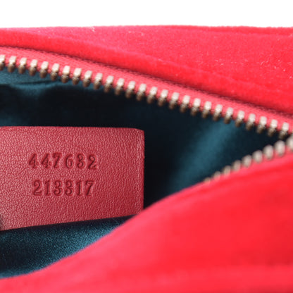 Gucci Velvet Matelasse Small GG Marmont Chain Shoulder Bag Hibiscus Red 7 of 10