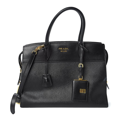 Prada Saffiano City Calfskin Medium Esplanade Tote Black 1 of 18