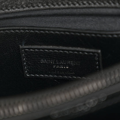 Saint Laurent Sheepskin Matelasse Chevron Monogram Medium College Bag Black 7 of 13