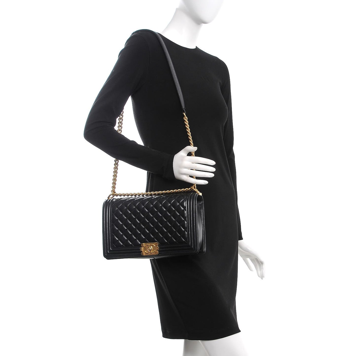 Lambskin Quilted New Medium Boy Flap Black