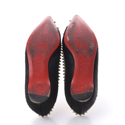 Christian Louboutin Calf Hair Patent Veau Velours Spiked Malabar Hill Flats 35.5 Black 5 of 8