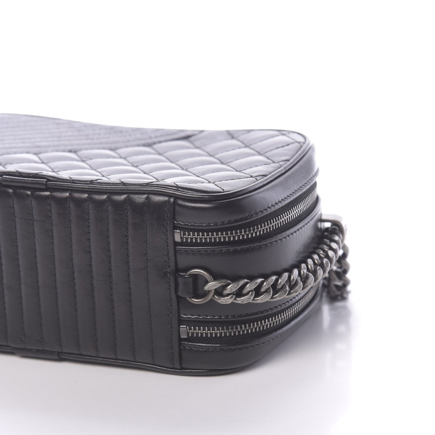 Glazed Calfskin Small Coco Boy Camera Case Black