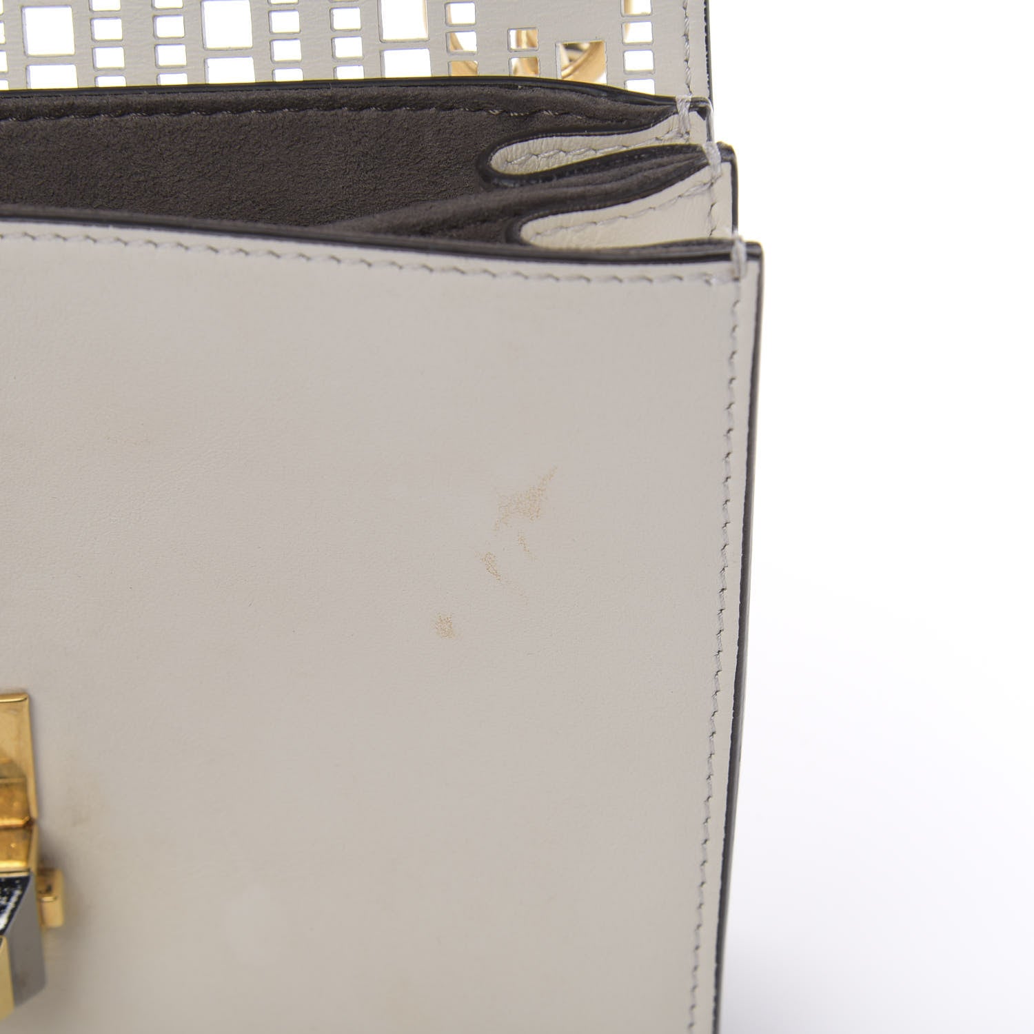 Fendi Vitello Grace Openwork Small Kan I Shoulder Bag White Ice 11 of 12