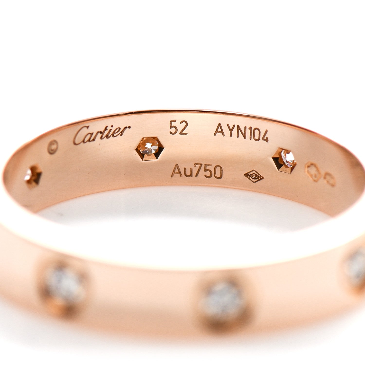 Cartier 18K Pink Gold 8 Diamond 4mm LOVE Wedding Band Ring 52 6 4 of 5