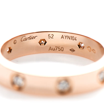 Cartier 18K Pink Gold 8 Diamond 4mm LOVE Wedding Band Ring 52 6 4 of 5