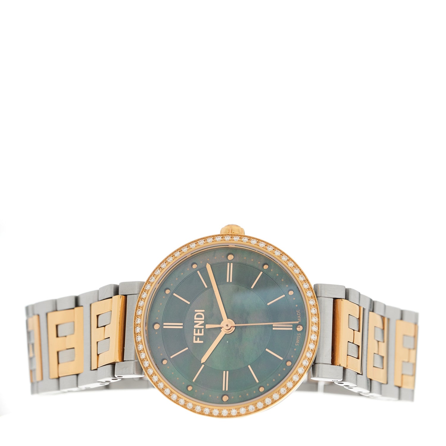 Fendi Stainless Steel Diamond Bezel Black Mother of Pearl 29mm Fendi Forever Quartz Watch 2 of 5