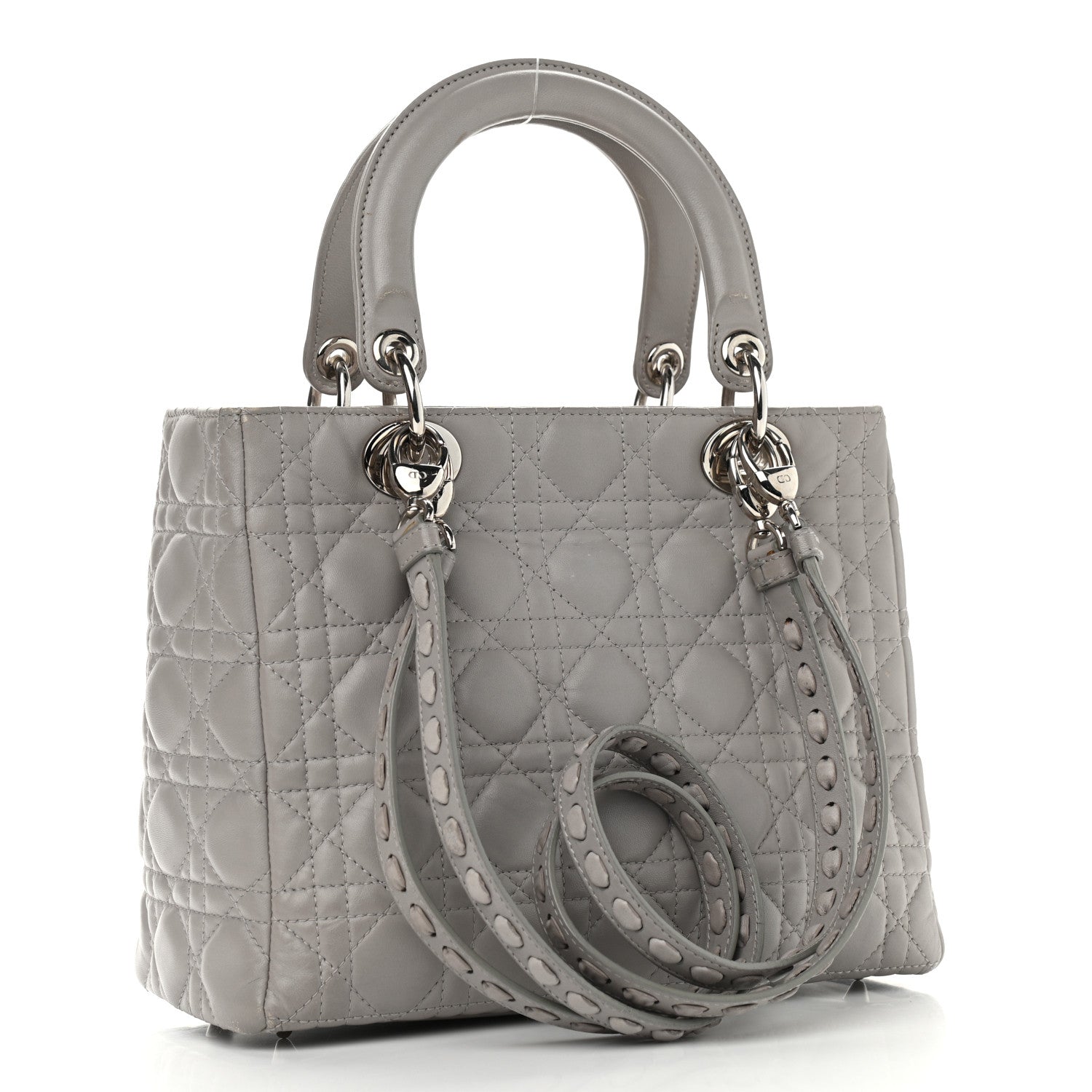 Christian Dior Lambskin Cannage Medium Lady Dior Grey 3 of 15
