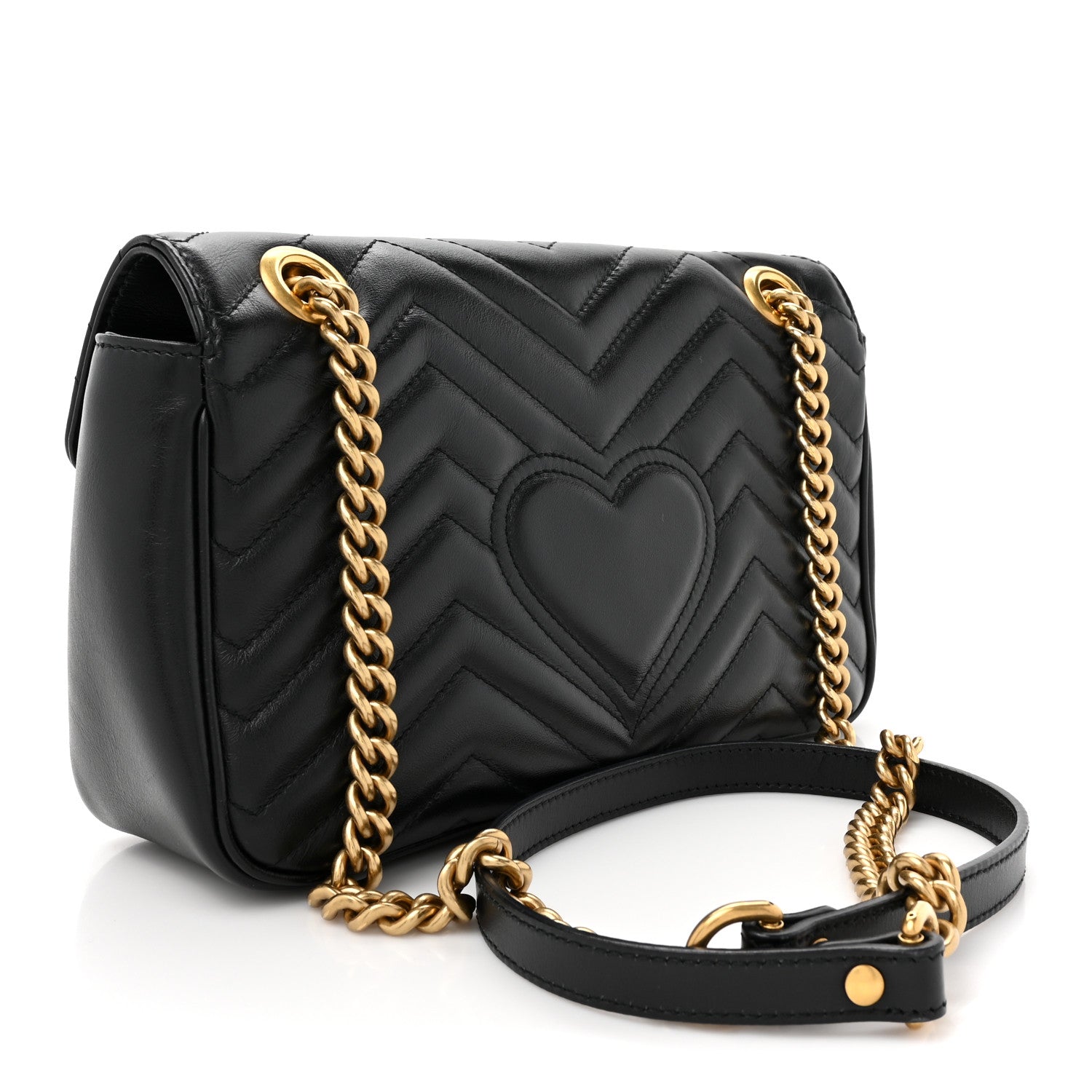 Gucci Calfskin Matelasse Small GG Marmont Shoulder Bag Black 3 of 10