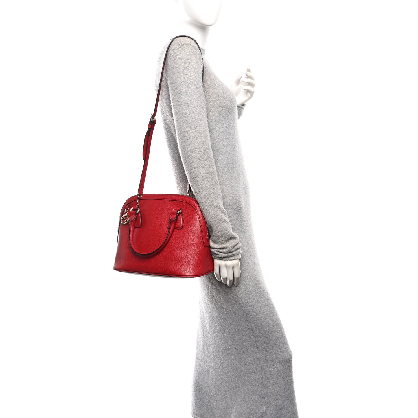 Dollar Calfskin Small GG Charm Dome Bag Red