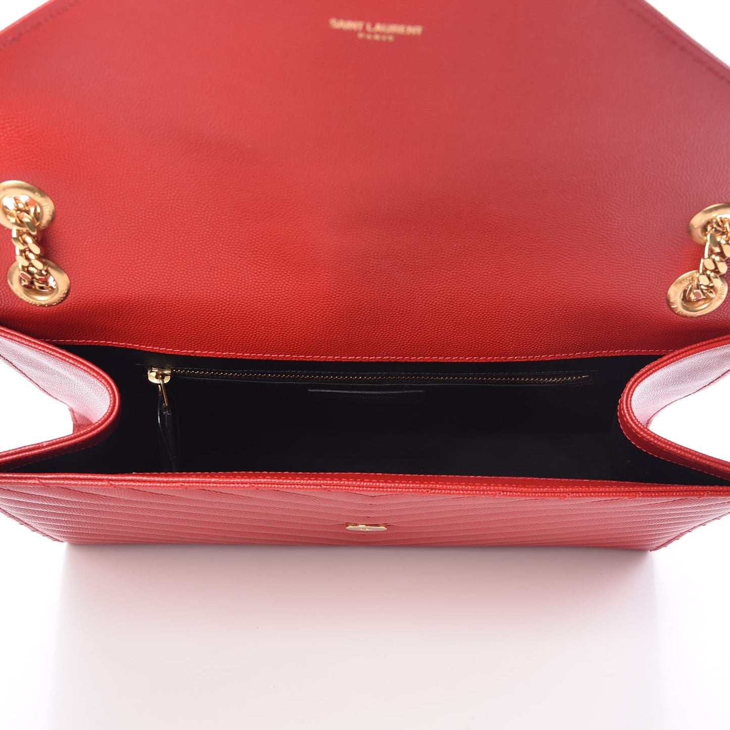 Grain De Poudre Matelasse Chevron Large Monogram Satchel Lipstick Red