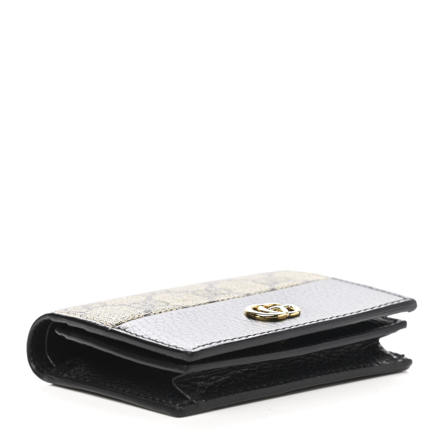 Dollar Calfskin GG Supreme Monogram GG Marmont Card Case Black Beige Ebony