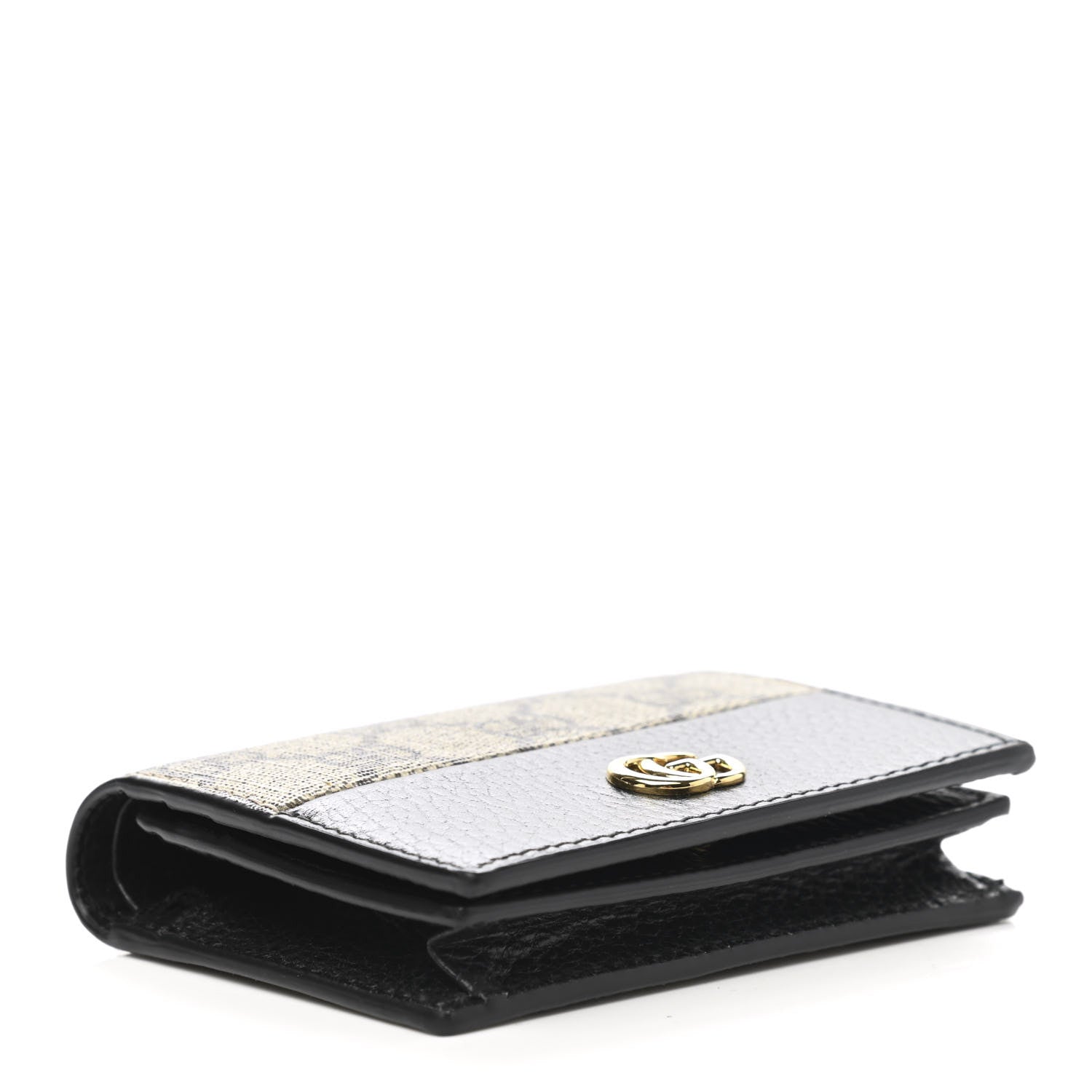 Gucci Dollar Calfskin GG Supreme Monogram GG Marmont Card Case Black Beige Ebony 4 of 6