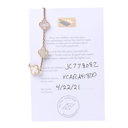 Van Cleef & Arpels 18K Yellow Gold Mother of Pearl 5 Motifs Vintage Alhambra Bracelet 6 of 6