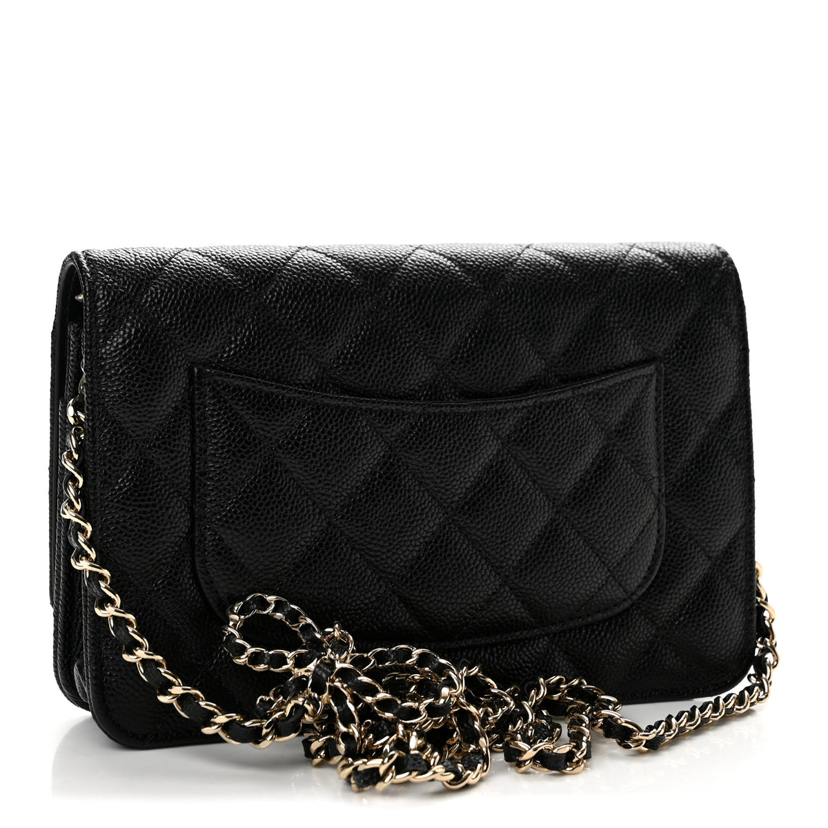 Caviar Quilted Bow Wallet On Chain WOC Black