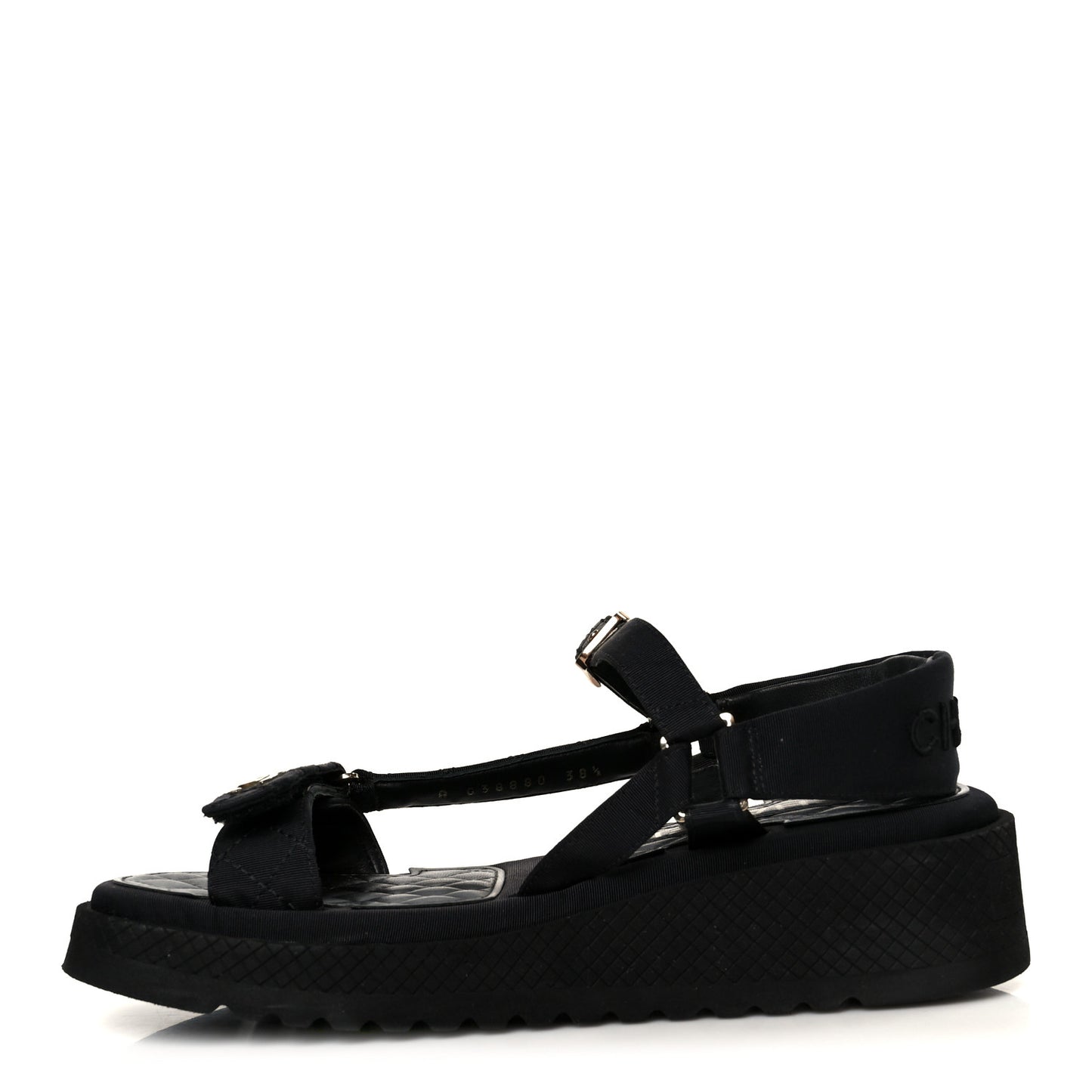 Grosgrain Logo Platform Sandals 38.5 Black