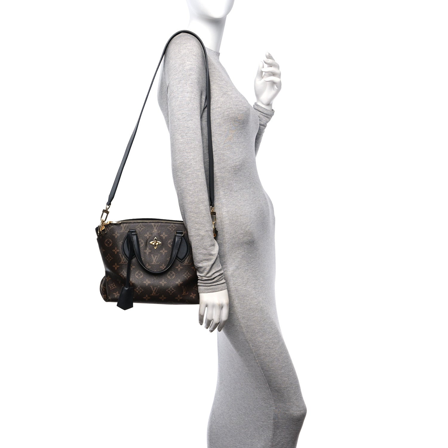 Louis Vuitton Monogram Flower Zipped Tote PM Black 2 of 10