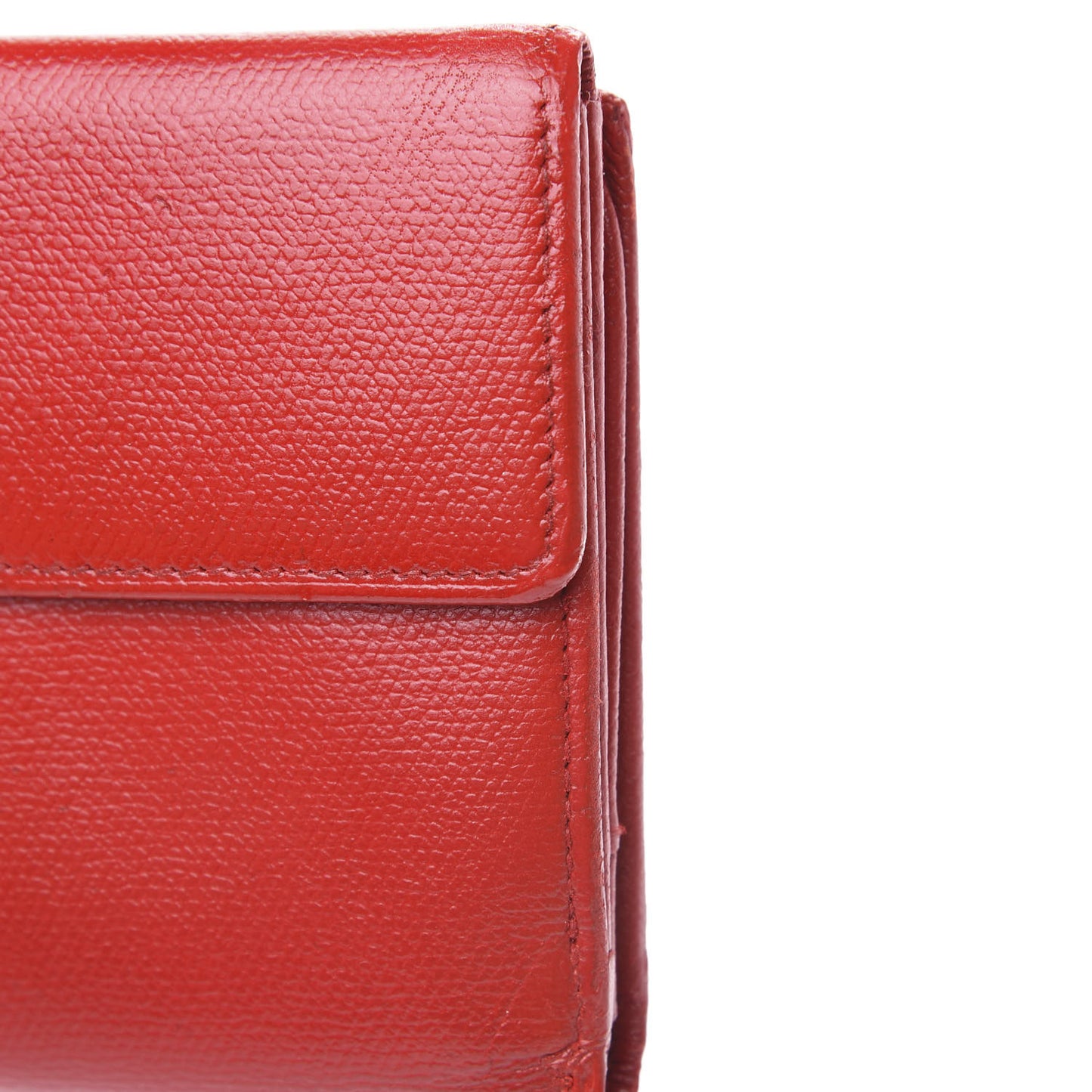 Grained Calfskin CC Button Long Wallet Red