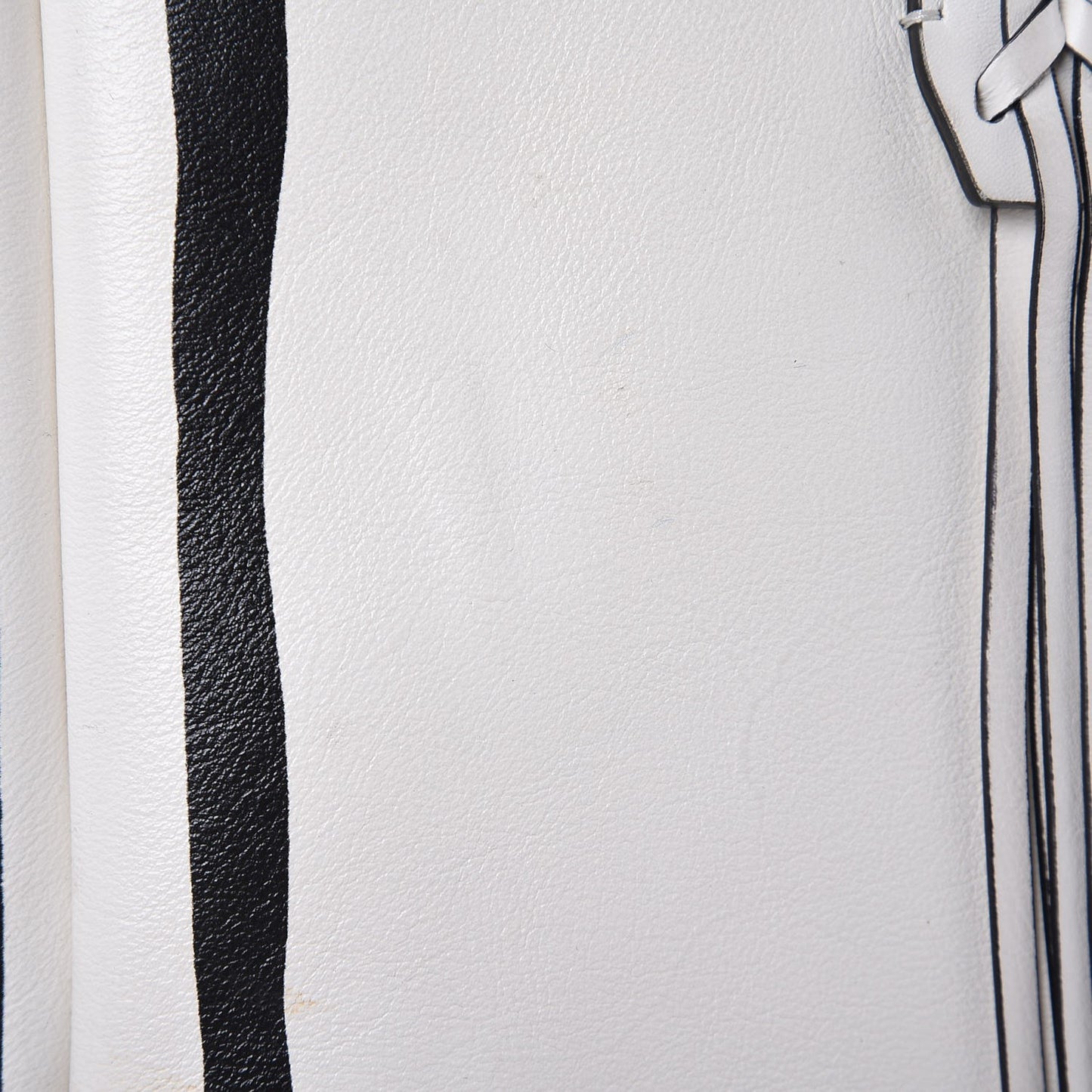 Smooth Calfskin Printed Small Fringe Shopper Tote Black White