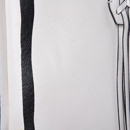 Lanvin Smooth Calfskin Printed Small Fringe Shopper Tote Black White 16 of 23