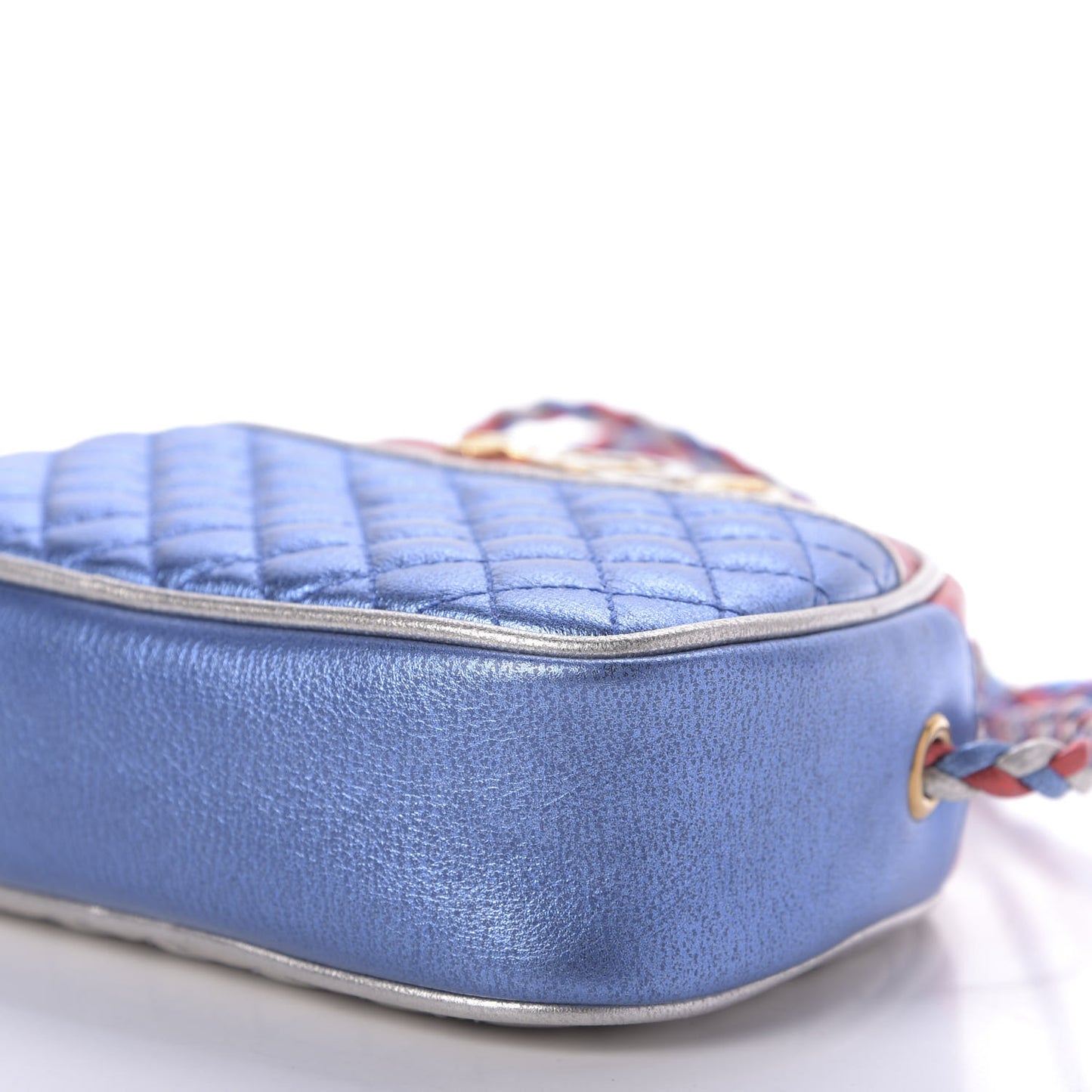 Laminated Nappa Trapuntata Mini Zumi Dome Shoulder Bag Rosso Marine Argento
