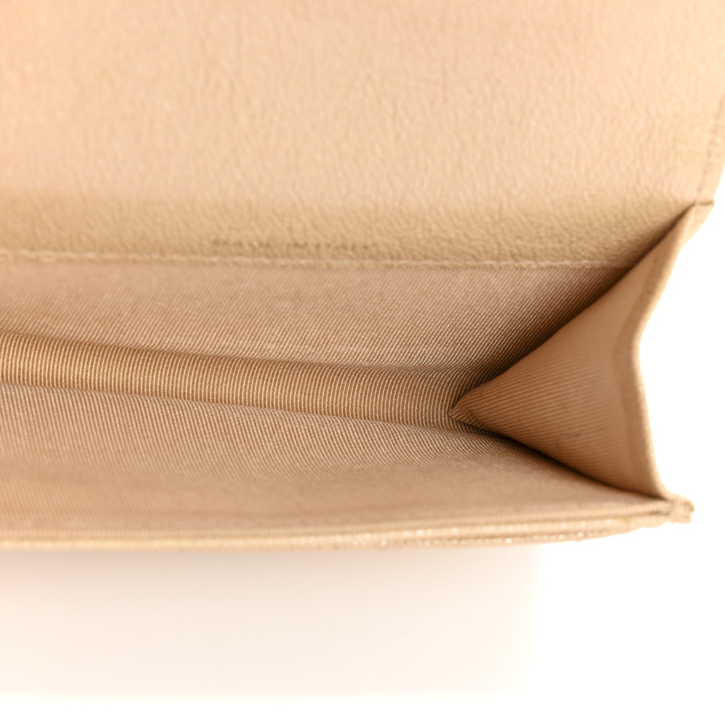 Iridescent Caviar Quilted Flap Card Holder Beige