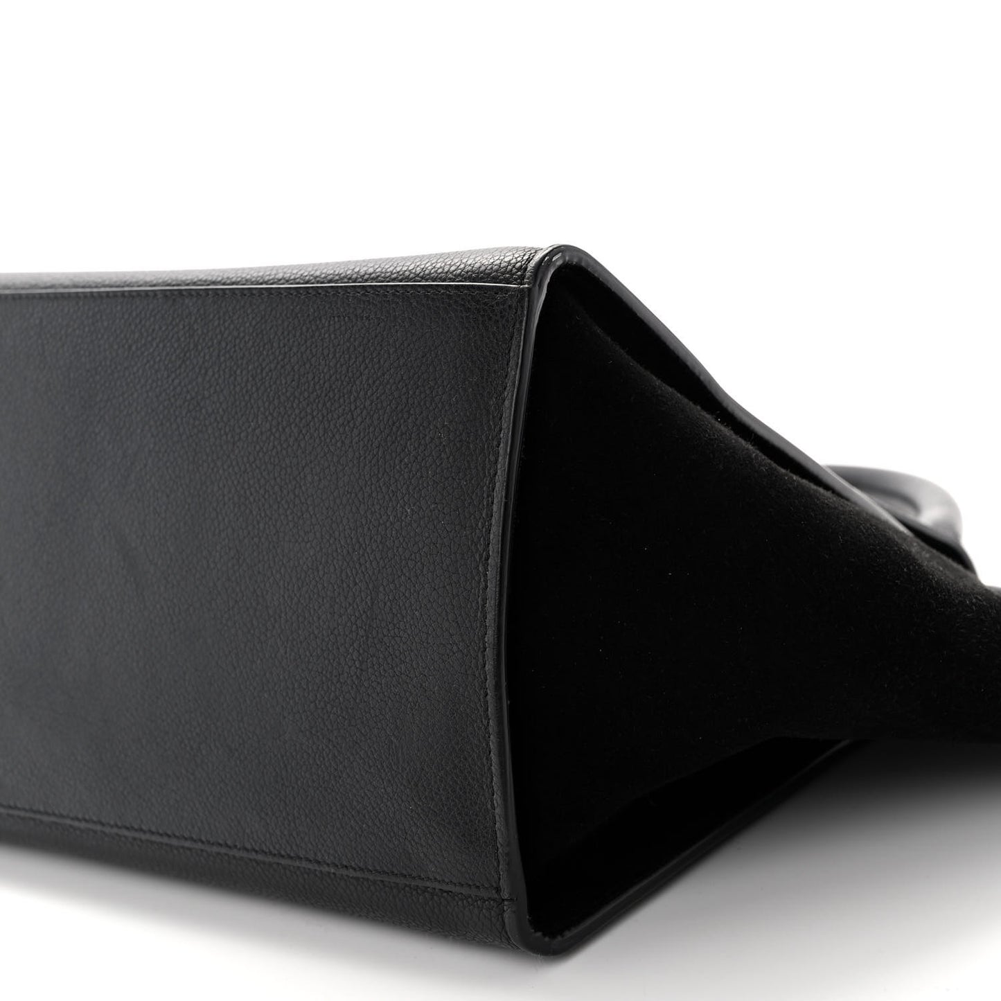 Drummed Calfskin Suede Small Trapeze Black