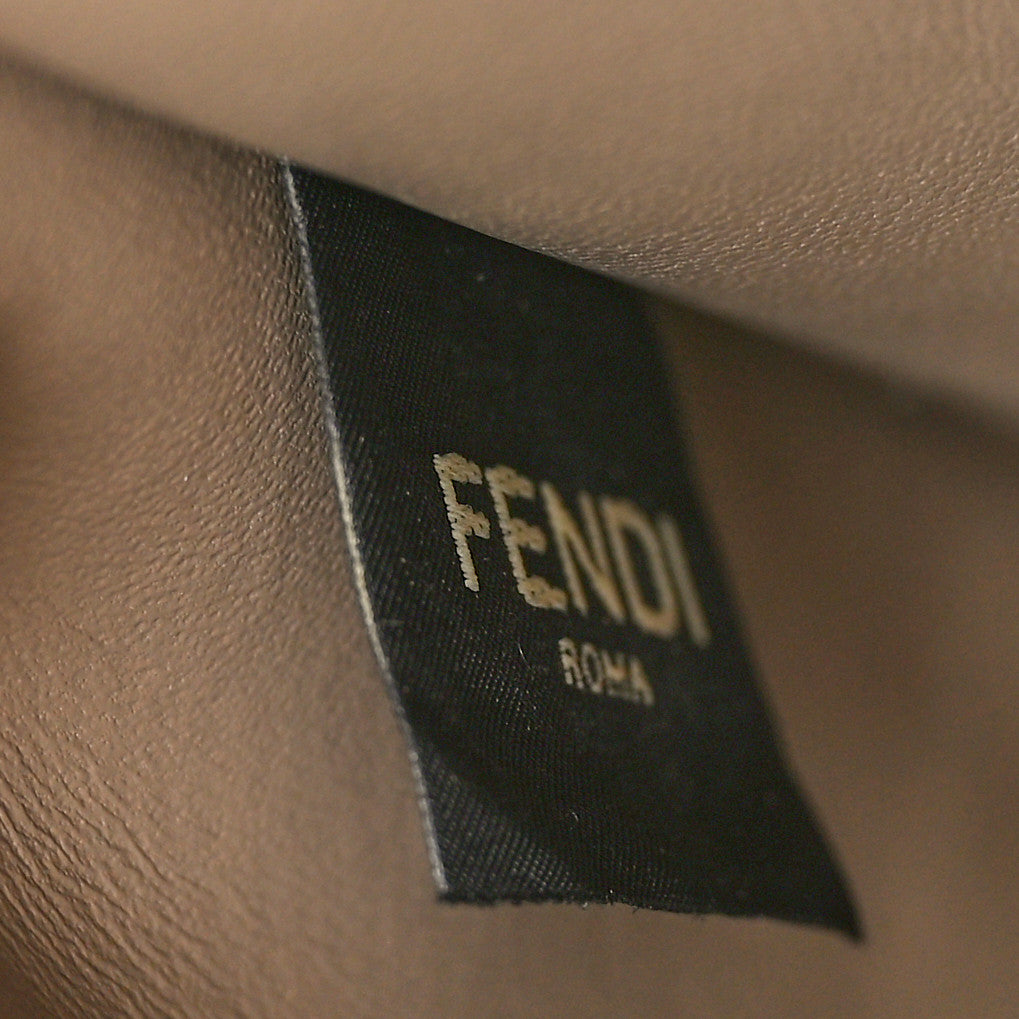 Fendi Vitello Seta Shiny Nappa Logo Embossed Laces Small Peekaboo I SEE U Satchel Tortora 8 of 12