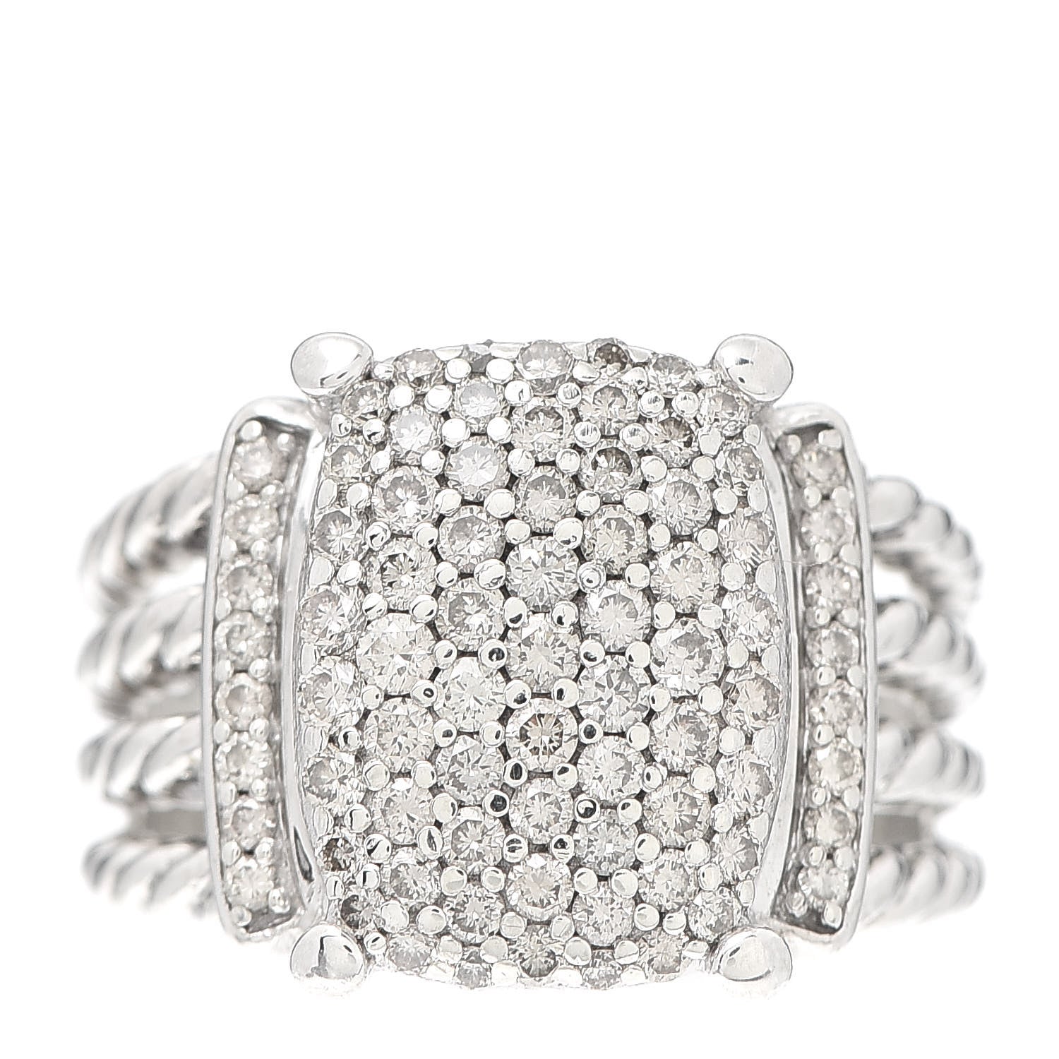 David Yurman Sterling Silver Diamond 16mm Wheaton Ring 60 9 1 of 4