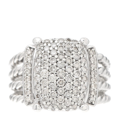 David Yurman Sterling Silver Diamond 16mm Wheaton Ring 60 9 1 of 4