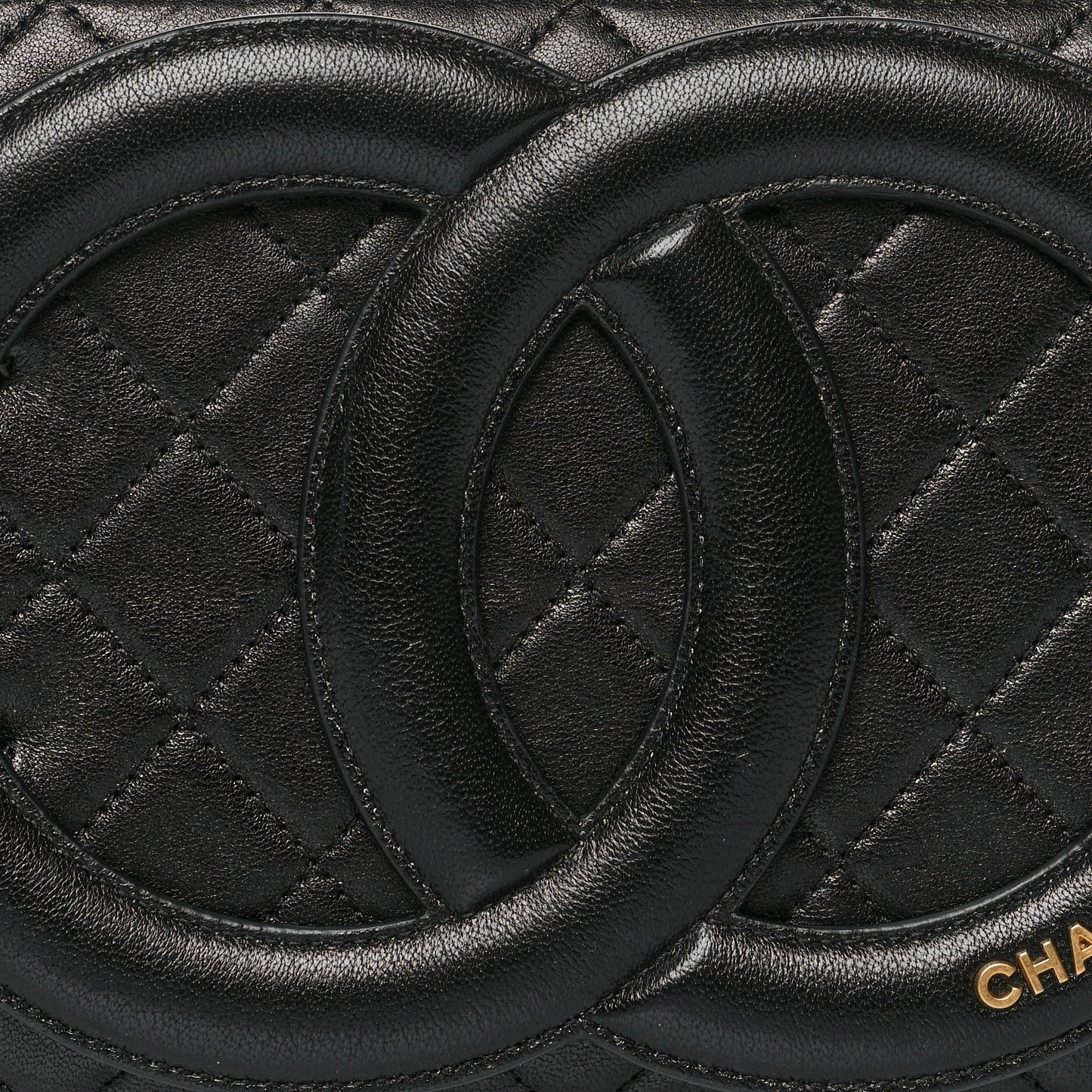 Lambskin Quilted Coco Midnight Clutch Black