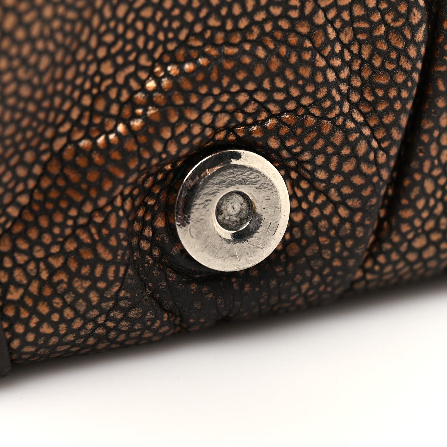 Metallic Caviar Half Moon Wallet On Chain WOC Bronze