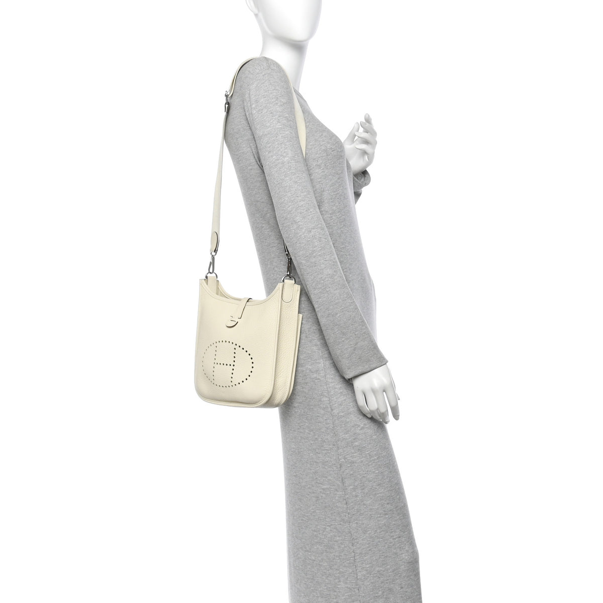 Hermes Taurillon Clemence Evelyne 23 Poche III Cream 2 of 11