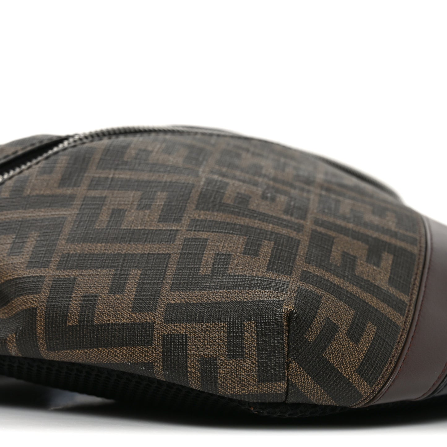 Glazed Fabric Vitello Liberty FF 1974 Diagonal Belt Bag Tobacco Moresco Black